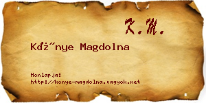 Könye Magdolna névjegykártya